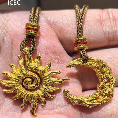 复古轻奢金色太阳吊坠锁骨链