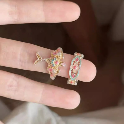 新中式纸鸢滴釉开口戒指