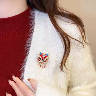 新年红色国潮醒狮胸针女款高级感轻奢大衣胸花新中式别针配饰秋冬