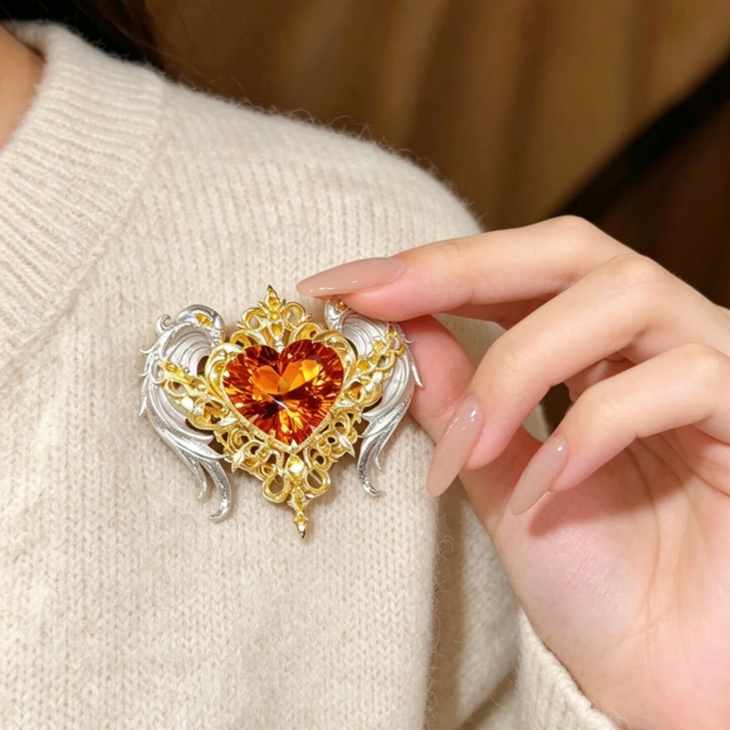 「炽心之翼」美少女战士爱心翅膀胸针精致高级感别针COS衍生饰品