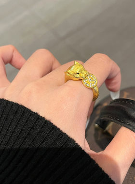 高定老钱风豹子头戒指女小众设计感高级轻奢食指戒时尚个性指环潮
