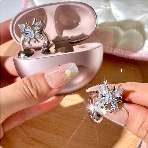 适用FreeClip耳机钻扣爆闪镶钻蝴蝶夹扣镂空小众高级气质百搭配饰
