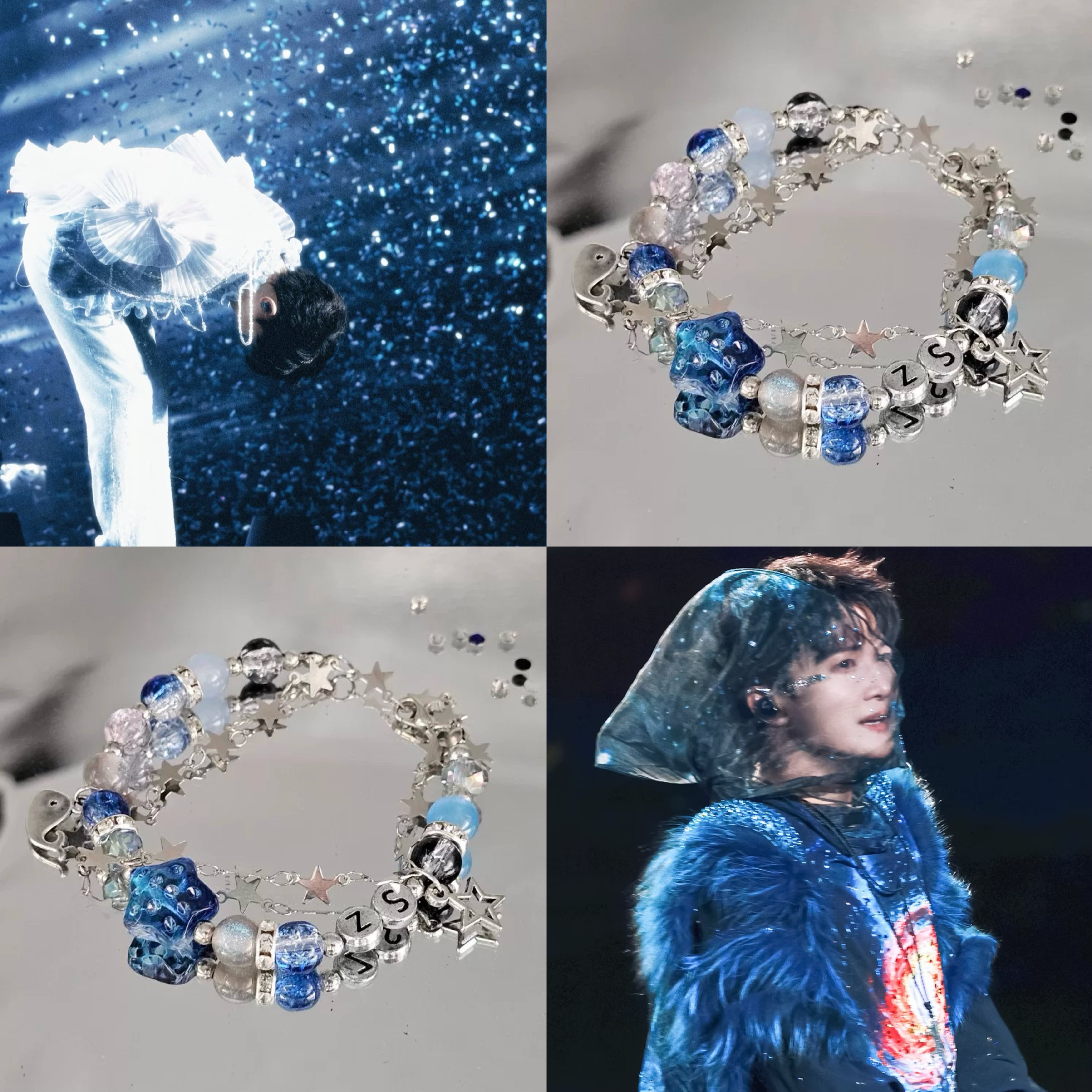 周深应援爆闪克莱因蓝星星手链