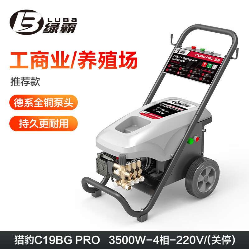 绿霸洗车机高压清洗机猎豹C19BGPRO高压水枪用于洗车工厂设备清洗