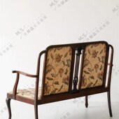 法式 复古实木沙发中古客厅接待椅摄影民宿休闲古典长椅发工厂直销