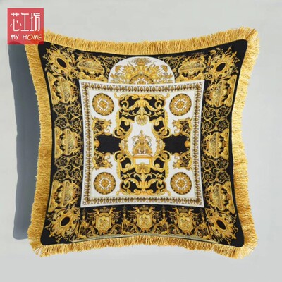 丽丝绒时尚范思态欧式卉抱枕 装饰流苏经典彩色沙发办公室靠垫