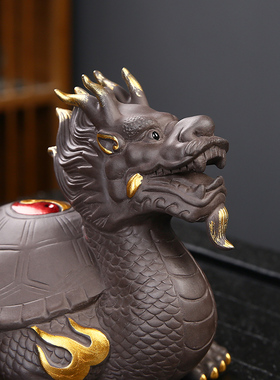 招财龙龟玄关客厅办公室家居装饰茶室茶桌面摆设紫砂茶宠养