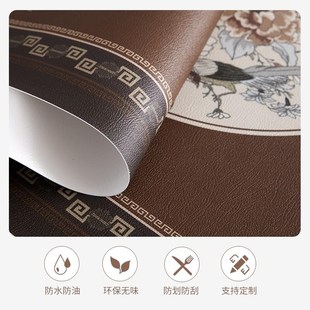 食品级硅胶餐桌垫圆角座布桌布中式木纹大圆形客厅茶几垫防水防油