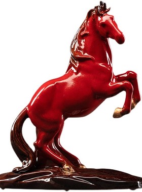 创意招财陶瓷马摆件生肖家居客厅办公室玄关工艺品摆设开业礼品