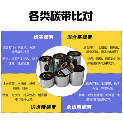 增强蜡基碳带*m干胶条码列印机标签印表机碳带抗刮耐磨