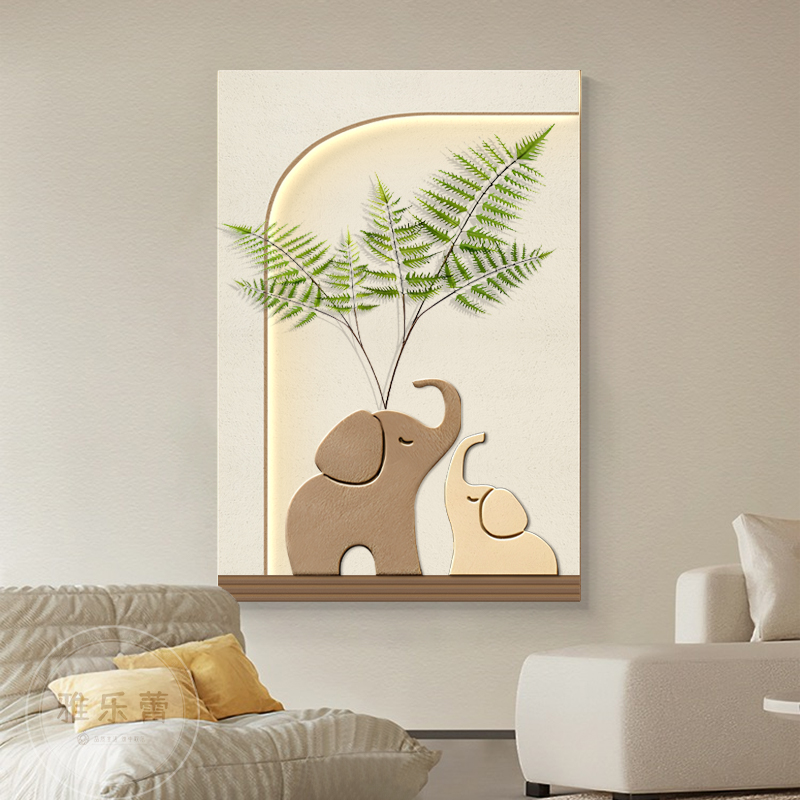 玄关走廊装饰画创意灯画立体砂岩实物画侘寂风客厅沙发背景墙挂画