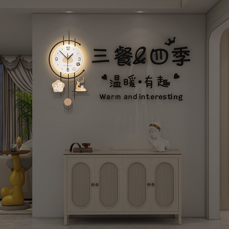 现代简约高级餐桌挂钟时尚创意餐厅装饰时钟2024新款钟表客厅挂墙