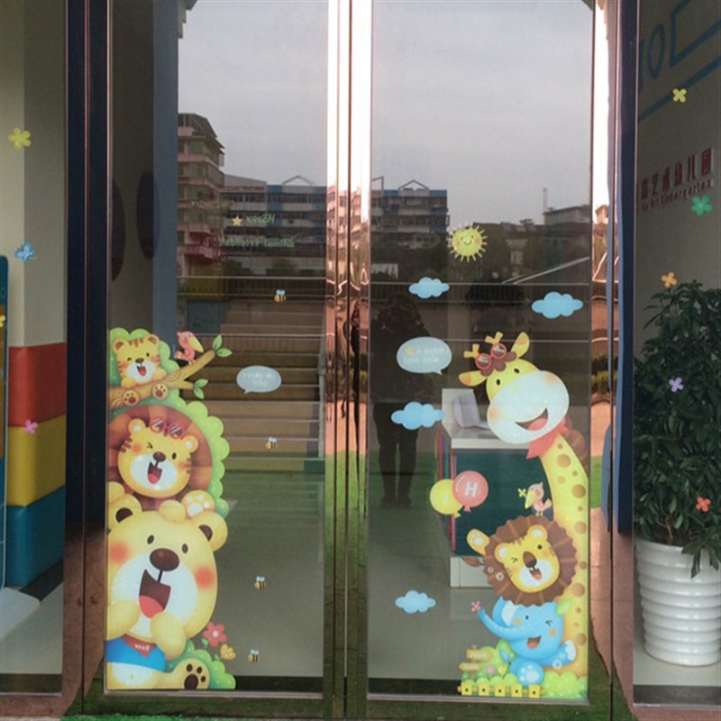 高端韩国幼儿园卡通防水玻璃贴纸双面贴画儿童房美化装饰组合墙贴图片