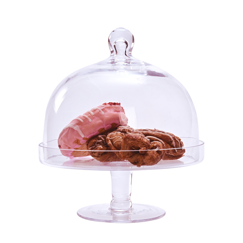 欧式大号蛋糕托盘玻璃罩高脚带盖子面包水果试吃盘甜品台展示架