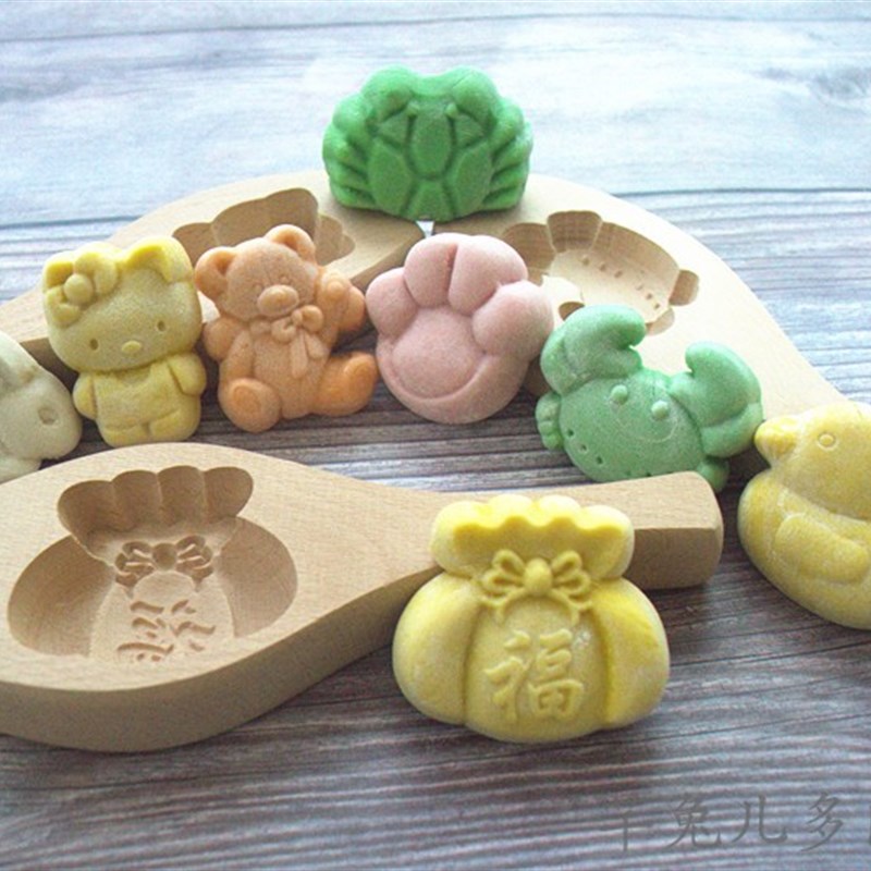 儿童立体模具冰皮馒南瓜饼幼儿园面点糕点心环保木质