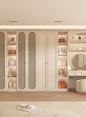 藤编简约松欧N白色E卧室风cm板家用柜子奶油F级定制实木深60衣柜