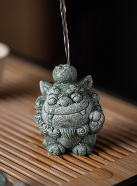 创意潮流博才石狮子一对茶宠爱风狮爷吉祥物鱼缸造景装饰品