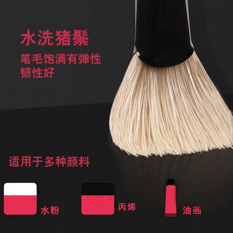 娅黑骑士水粉笔亚画笔美术生丙烯油画水粉画扇形笔色彩猪鬃刷子笔