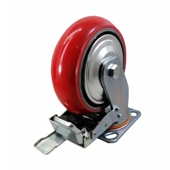 热卖 重型铁带刹车万向轮静音耐磨伤路面红色轮子