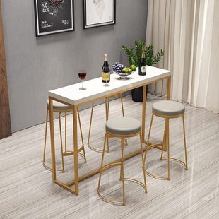 实木简约现代家用高脚桌墙靠长条桌吧台桌椅组合阳台酒吧桌椅北欧