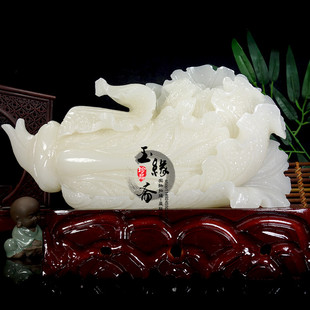 阿富汗玉白菜工艺品招财办公室客厅玄关店铺百财业礼品