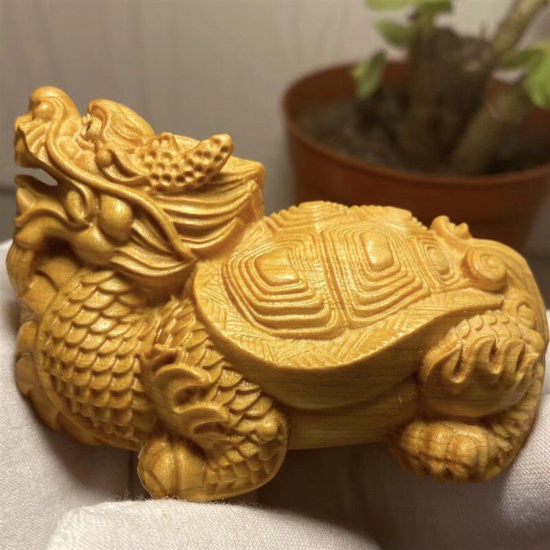 崖柏木雕龙龟木质文玩雕刻小茶宠动物富甲天下富甲方