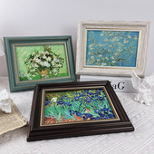 梵杏鸢尾油画装 饰画相框家居复古治愈系客厅卧室挂画