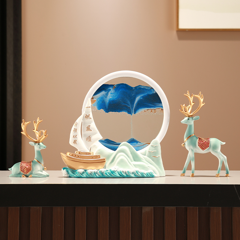 流沙画摆件帆船家居进门客厅电视酒柜办公室装饰结婚乔迁礼品