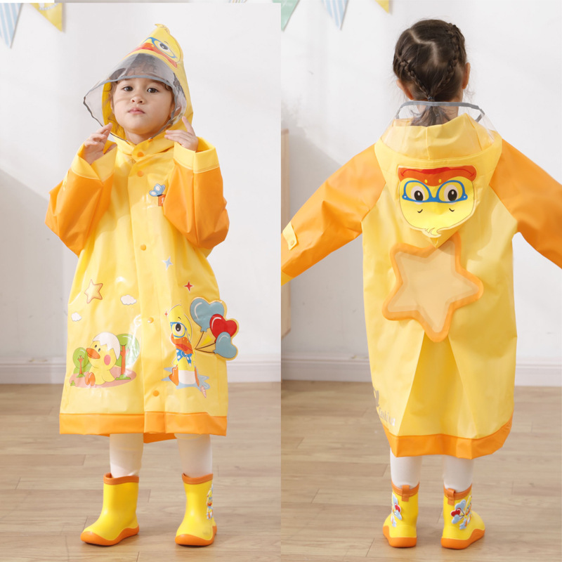 儿童雨衣立体雨具男童女童小孩带书包位透明大帽檐防水幼儿园雨披