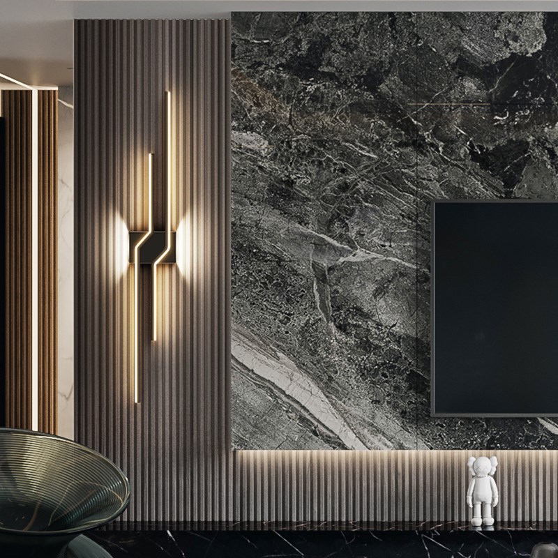 现代客厅沙发背景墙格栅卧室壁灯楼梯过道极简长条充电墙壁灯