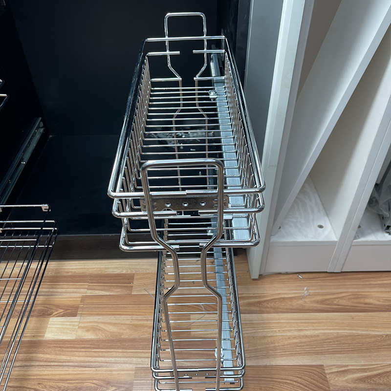 东南亚线款抽屉式拉篮地柜窄边收纳侧拉篮150/200/250mm调味料篮