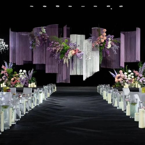 定制婚礼特密加厚线帘婚庆酒店舞台现场道具韩式婚礼装饰流苏直帘