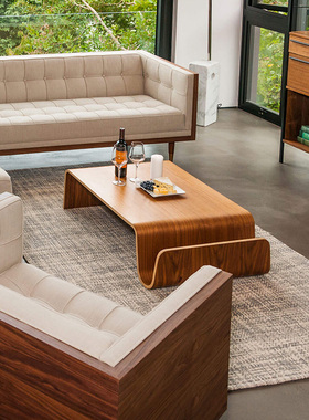 设计师ndo 大弯木茶几现代创意客厅方形N咖啡桌