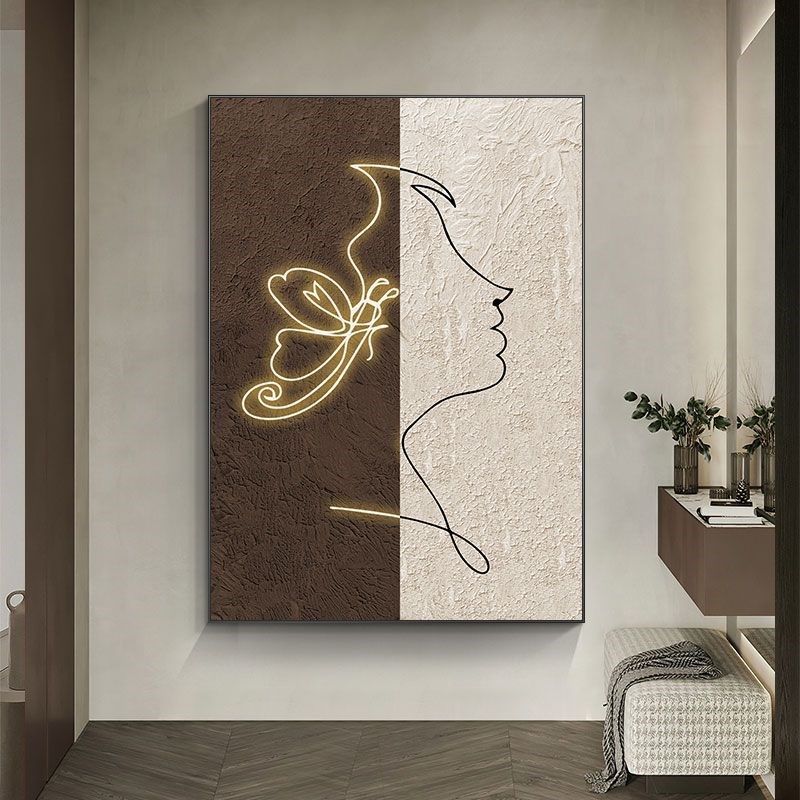 沂憬郦佳侘寂风线条人物玄关装饰画抽象沙发背景墙落地画复古挂画