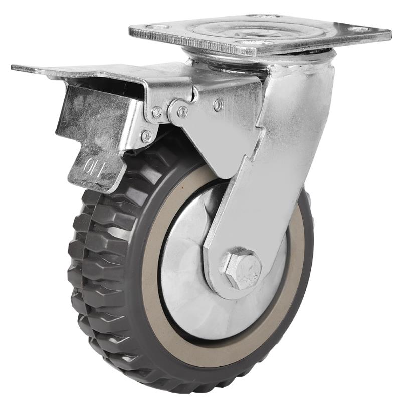 重型平板车脚轮寸5寸寸8寸静音万向轮带刹车小推车轮子轱辘滑轮