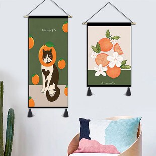 卡通猫咪挂毯布艺卧室儿童房挂画宿舍装饰画走廊过道壁画