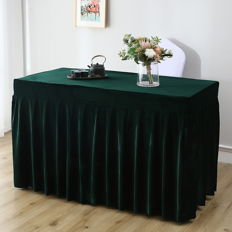 定制会议桌布绒布活动办公台布加厚金丝绒桌裙长方形会议桌桌罩