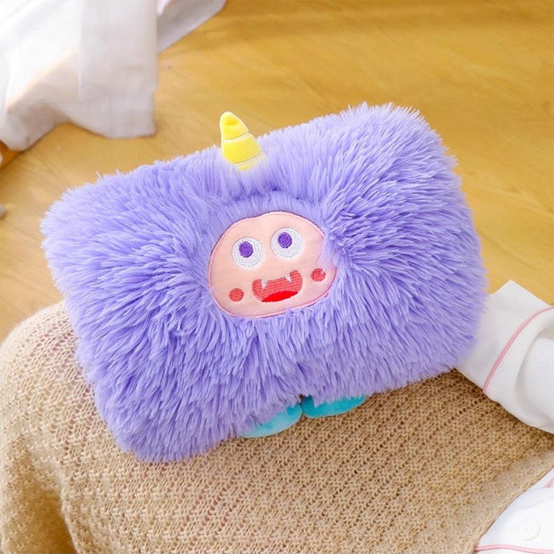 毛绒怪兽敷肚子电暖宝家用暖水袋插电冬季新款暖手袋毛绒卡通新款