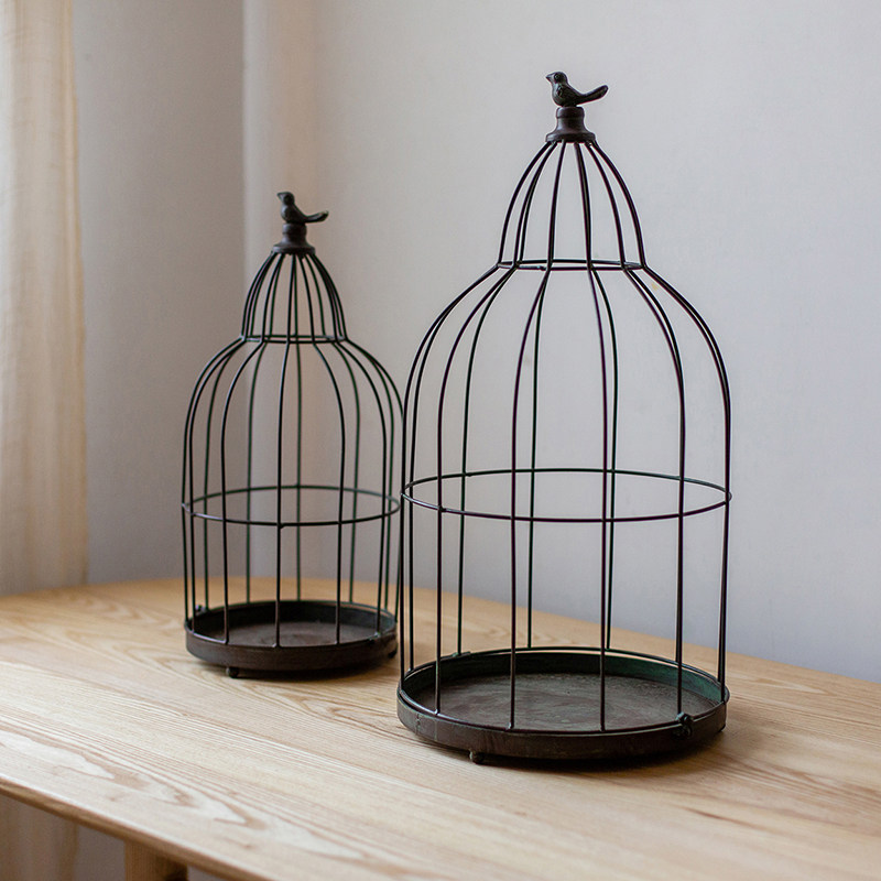 掬涵 铁艺装饰鸟笼花器摆件吊篮花盆花架悬挂烛台插花橱窗婚庆