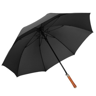 D法式实木直黑伞人尔夫伞长雨伞黑色商务道具伞