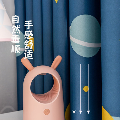 22年新款儿童卧室窗帘布遮光男孩女孩卡通挂钩式宿舍学生全遮光