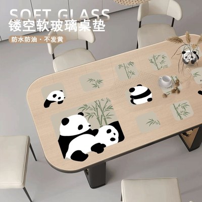 圆角餐桌垫印花软玻璃防水防油免洗桌布长方形茶几桌面保护垫