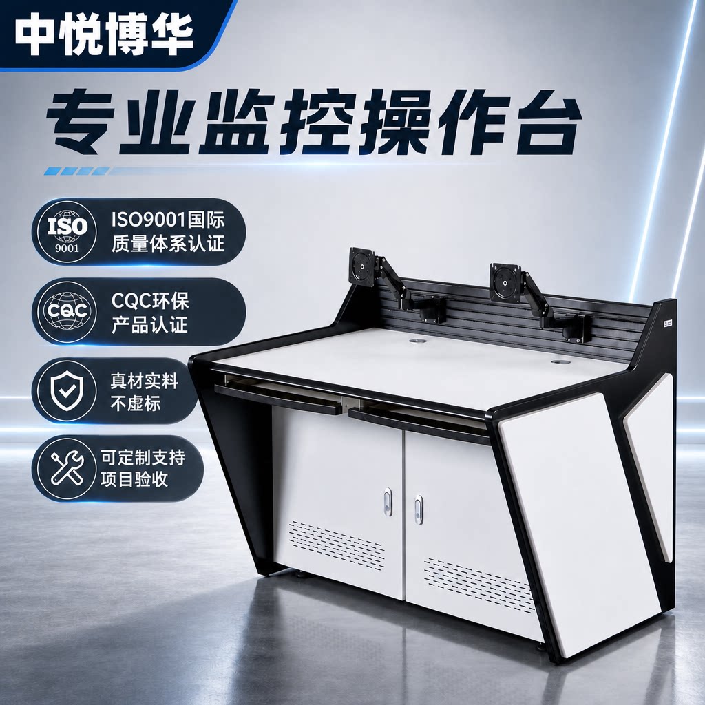中悦博华监控操作台控制台指挥中心调度台双联三联四联五联警务工作台安防室电脑视频监控台支持异形