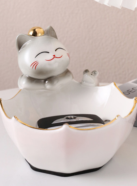 轻奢摆件创意猫可爱桌面收纳玄关进门钥匙客厅家居装饰品开业礼物