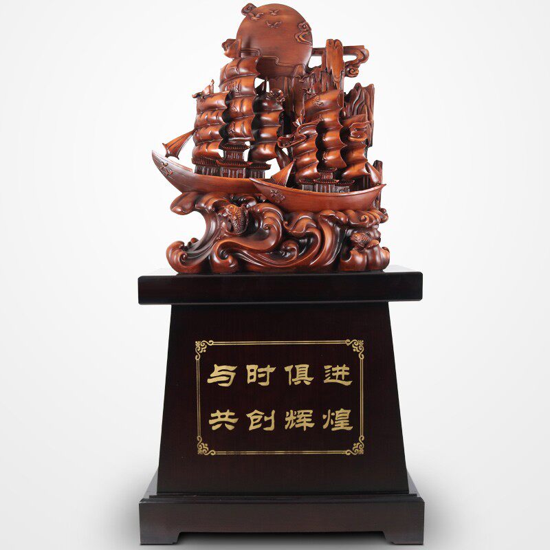树脂一帆风顺帆船大公司业礼品送办公室落地船工艺品摆设