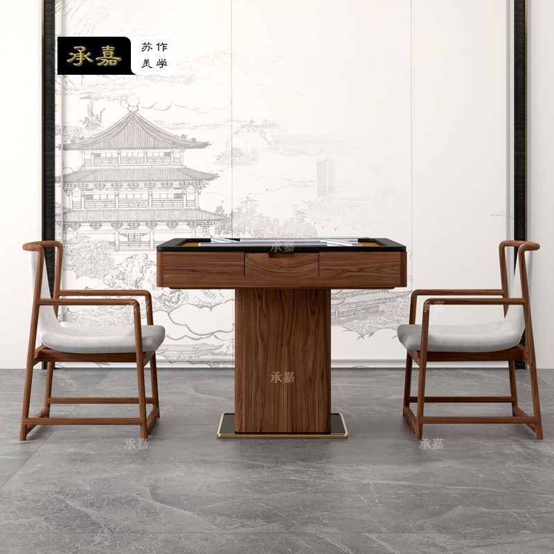 实木麻将桌带盖板新两用体茶台棋桌椅全自动