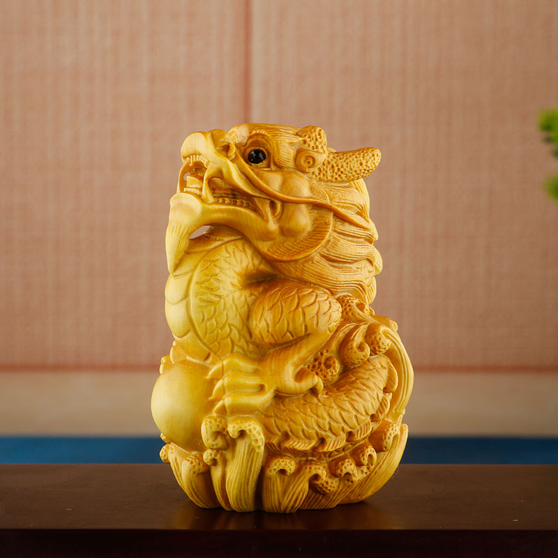 小叶黄杨木雕生肖文玩手把件男士盘玩实木雕刻工艺品盘龙戏珠