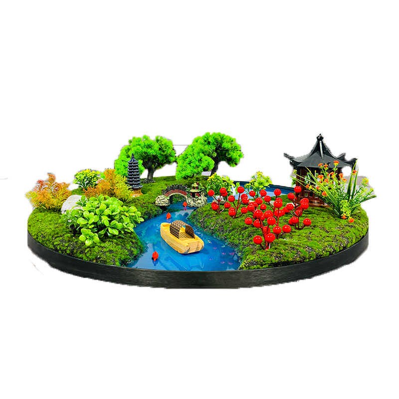 酒店会所餐桌大圆桌桌面创意摆件转盘中间造景摆花微景观装饰品