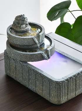 中式招财流水摆件金蟾喷泉循环水景观客厅办公室桌面装饰乔迁礼品