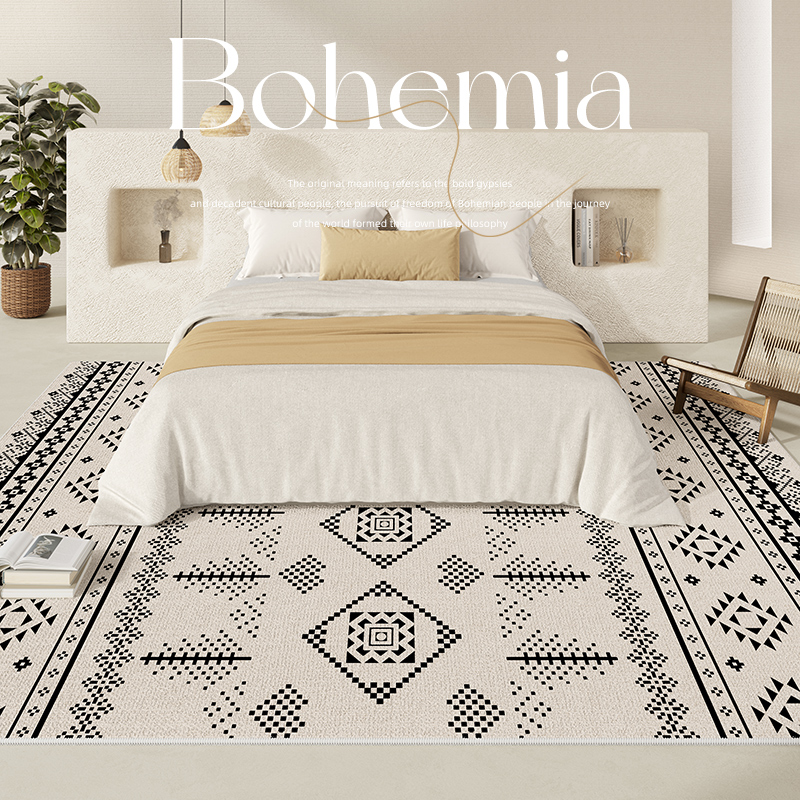 地毯卧室床边毯复古客厅茶几毯防水防污加厚防滑可睡可坐飘窗地垫